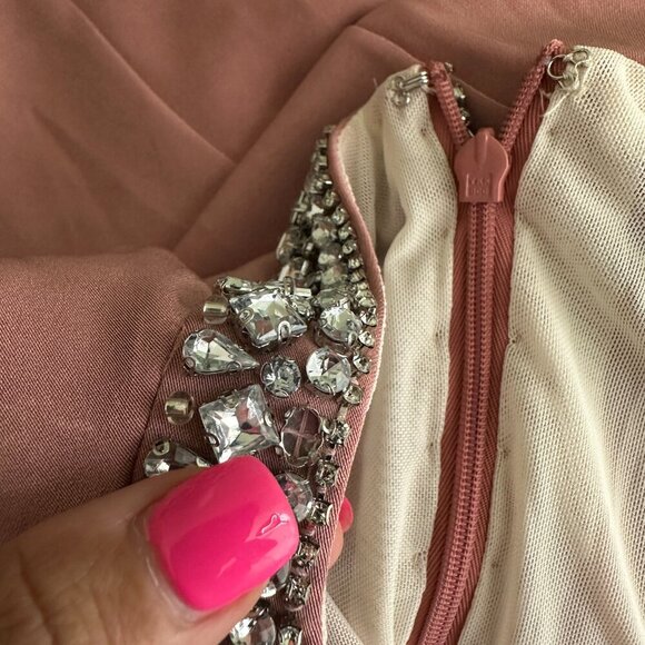 Mac Duggal Embellished Neck Trumpet Gown Rose Pink 12 #9845 - Picture 6 of 9